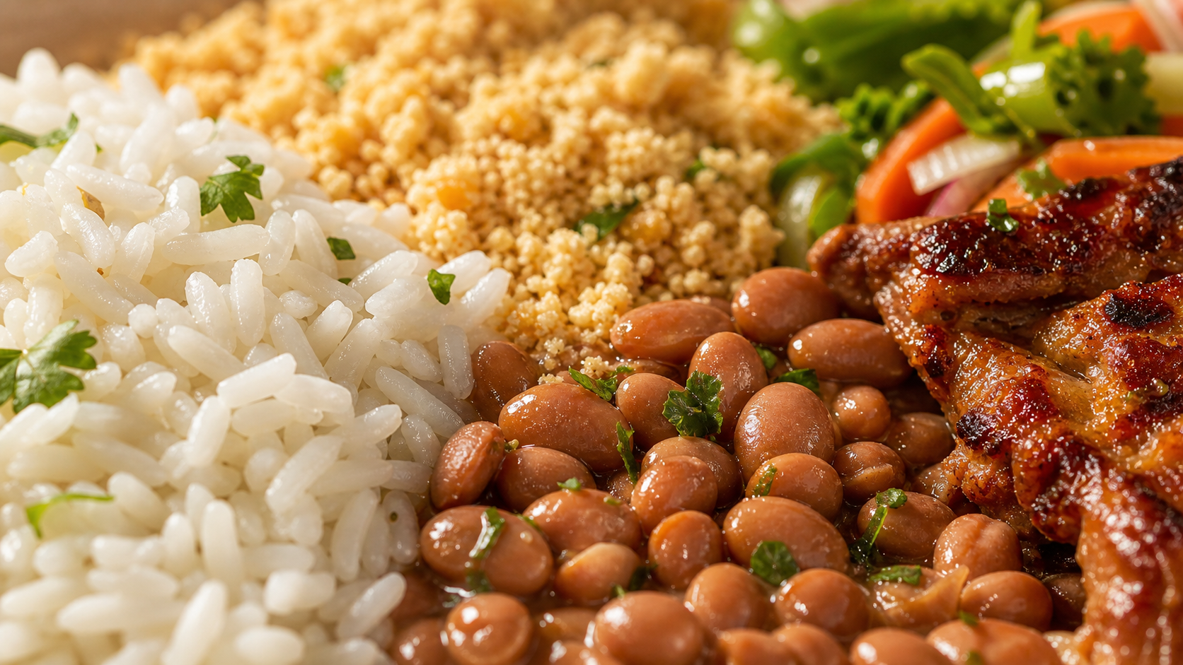 Ingredientes frescos e temperos em uma composição gastronômica